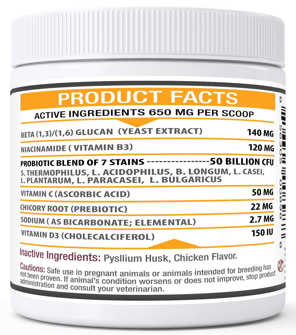 Pet Health Pharma Azovast powder sprinkled over food offers convenient daily dosing.