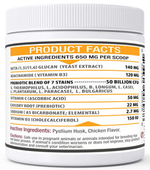 Pet Health Pharma Azovast powder sprinkled over food offers convenient daily dosing.