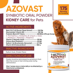 Pet Health Pharma Azovast scoop-dispense shows easy administration on meals for busy pet owners.