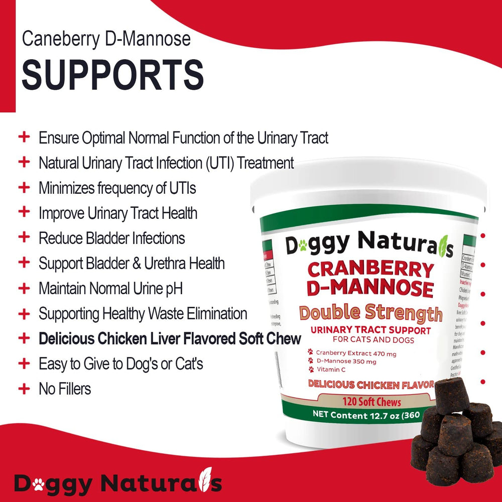 Pet Health Pharma Cranberry D-Mannose serving shot showing convenient use for pets