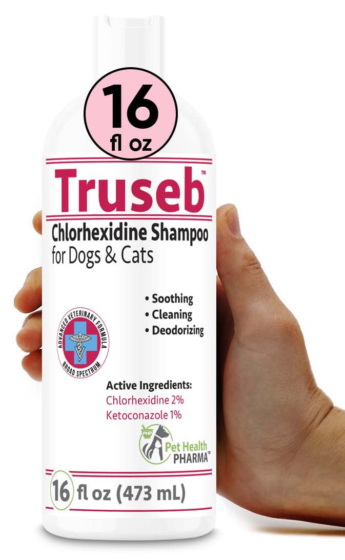 Truseb bottle label from Pet Health Pharma highlighting veterinary-strength formula for pets.