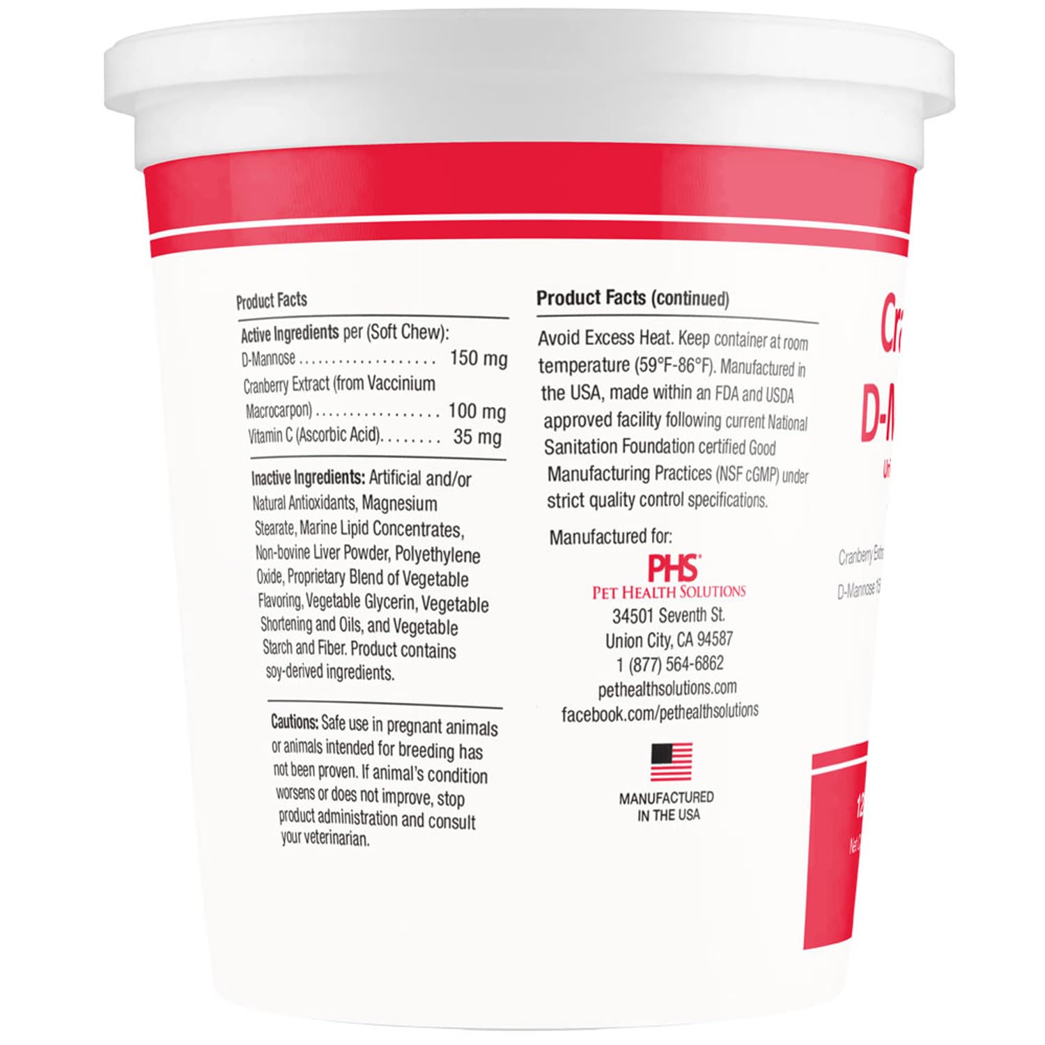 Pet Health Solutions Cranberry D-Mannose closeup-chew shows texture and palatability.