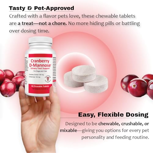 Pet Health Solutions cranberry-d-mannose tablet closeup showing cranberry extract and D-mannose blend