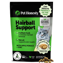 Pet Honesty cat hairball crunchy shell close-up for hairball support.