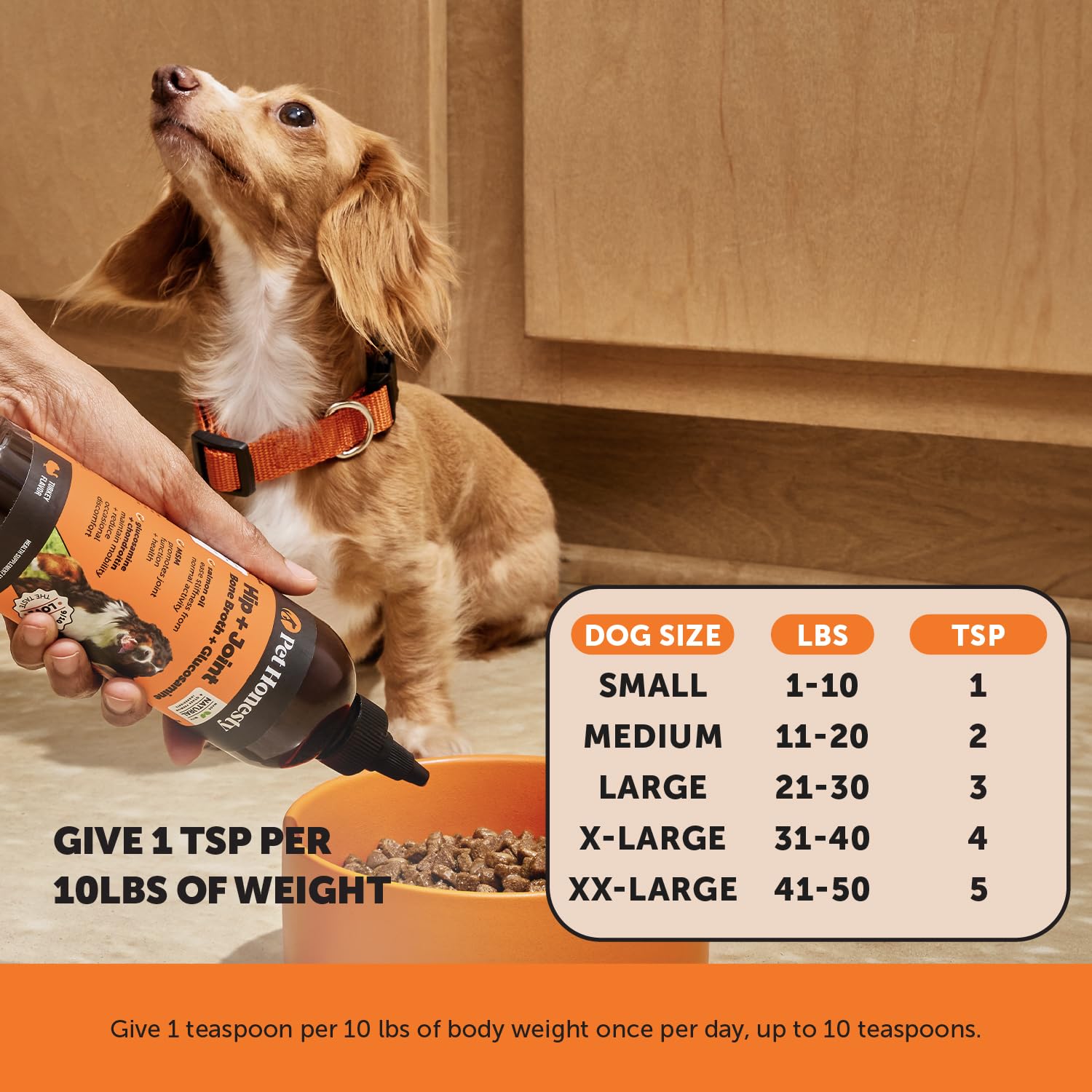 Pet Honesty dog joint supplement bone broth topper adds tasty meal aid for joints.