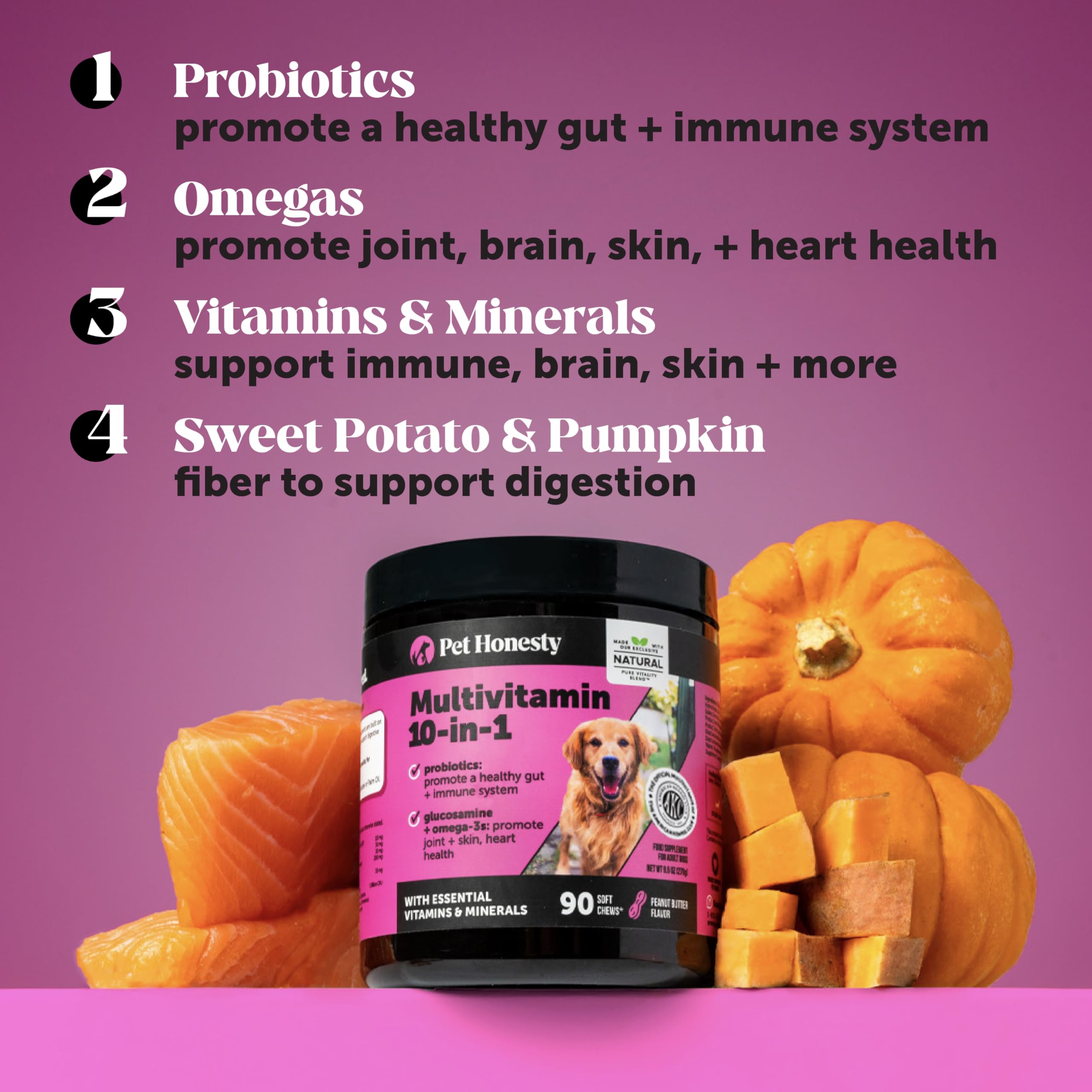 Pet Honesty chicken-flavor chews in a bowl for easy daily dosing.