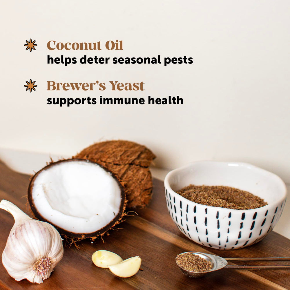 Pet Honesty flea tick chews ingredients-coconut-oil: coconut oil supports skin and coat health.