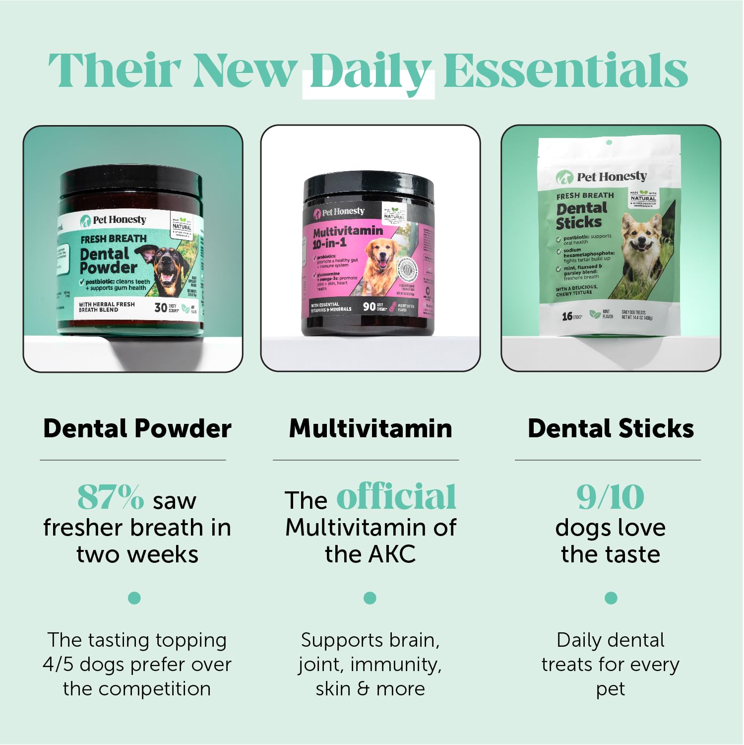 Pet Honesty Fresh Breath Sticks mint-parsley scent supports fresh breath and gums health.