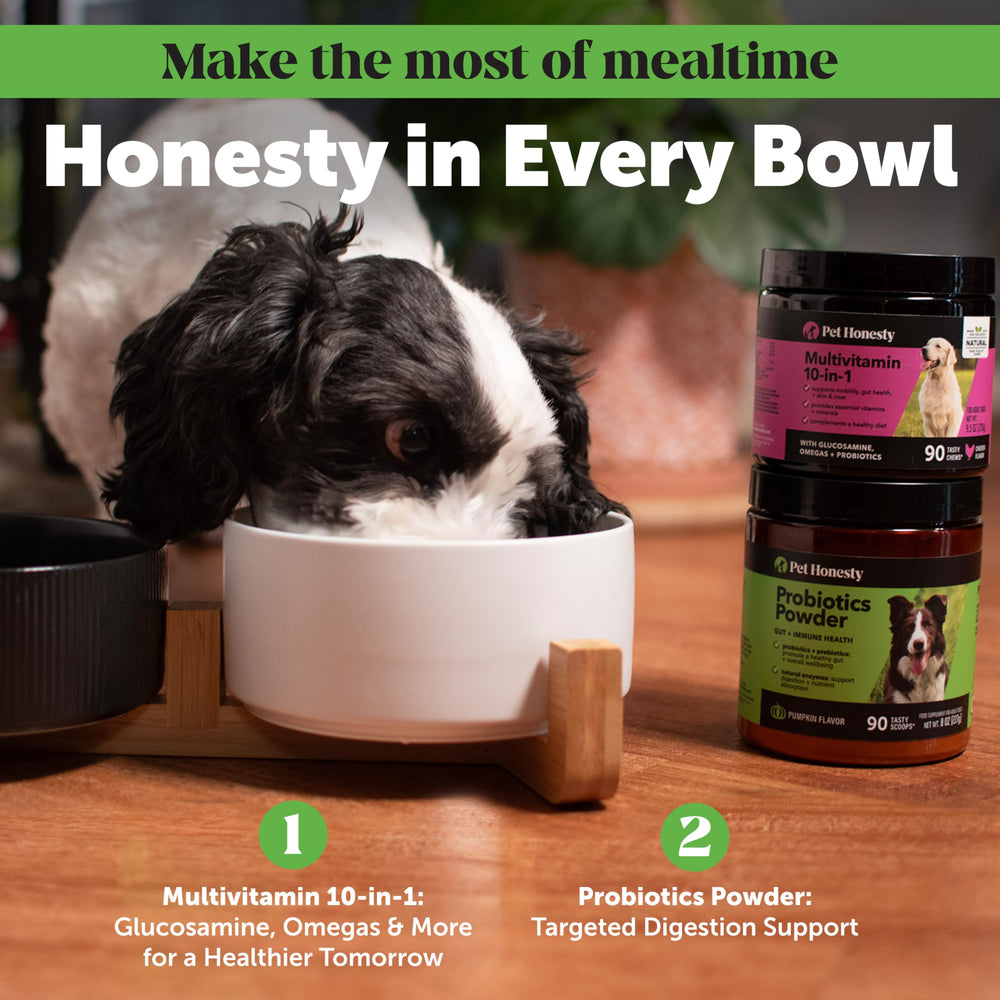 Pet Honesty natural enzymes and bentonite clay mix aids balanced digestion and nutrient uptake.