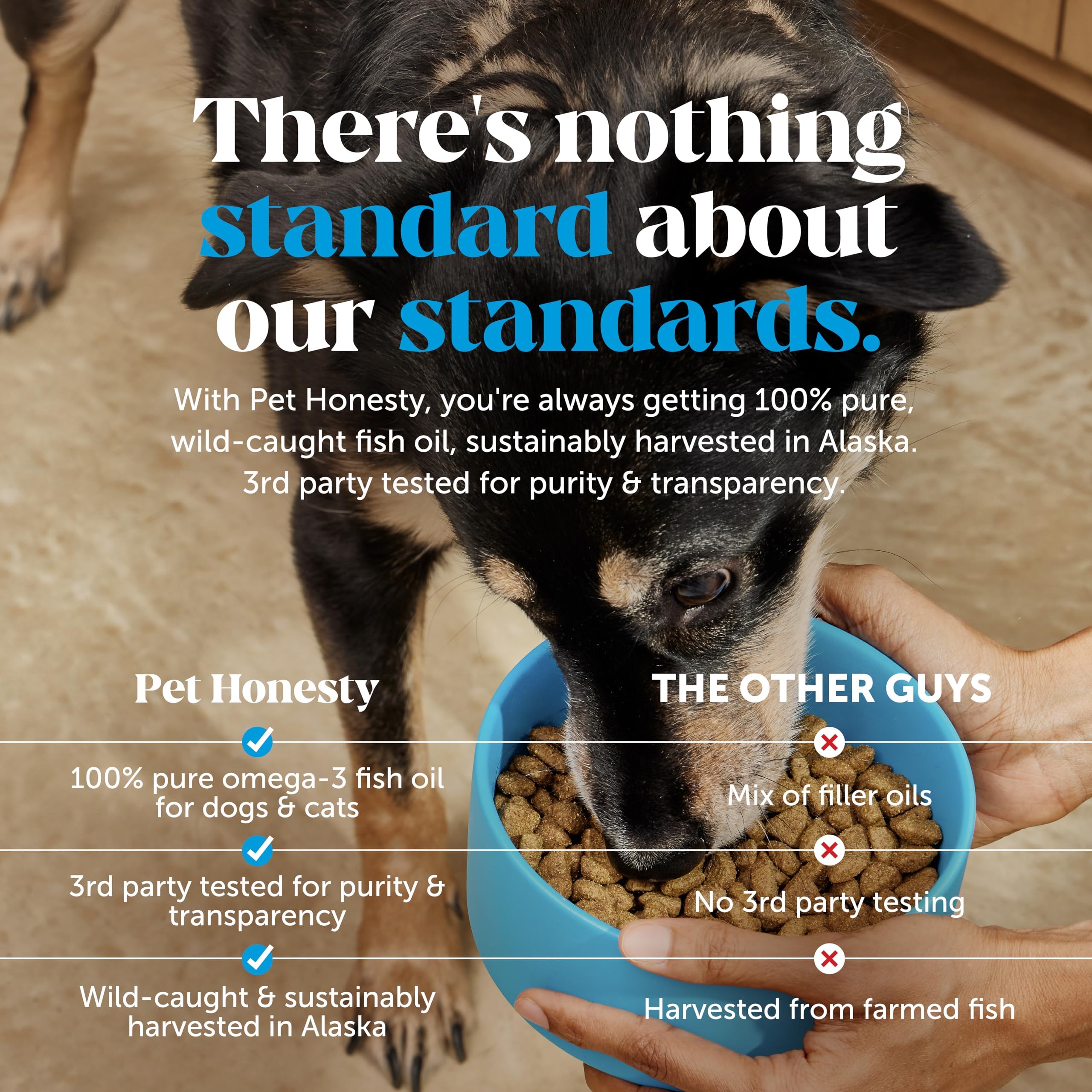 Pet Honesty Omega-3 Alaska wild-caught image; emphasizes sustainable sourcing.
