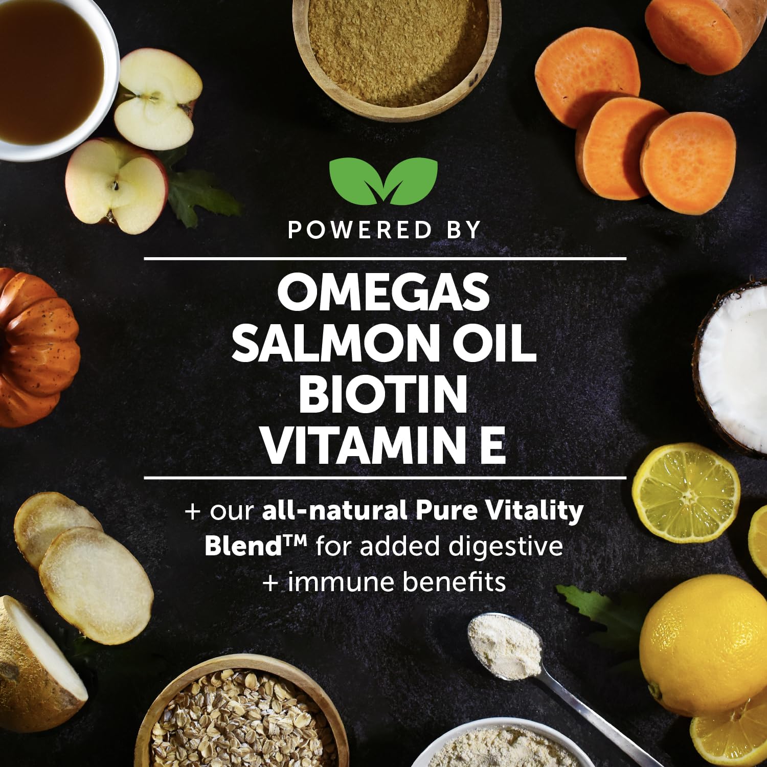 Pet Honesty Omega Skin Health Chews closeup shows chewy texture and natural ingredients