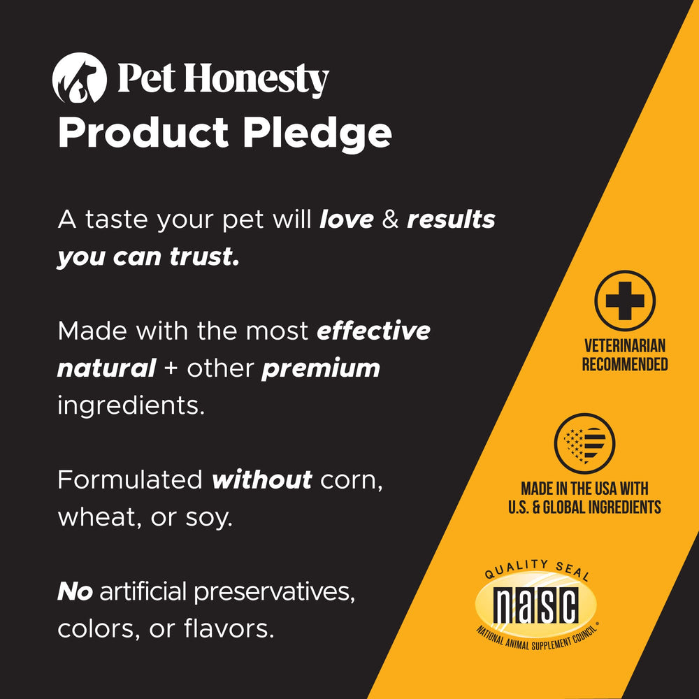 Pet Honesty packaging front shot reinforces trusted omega-3 source for dogs.