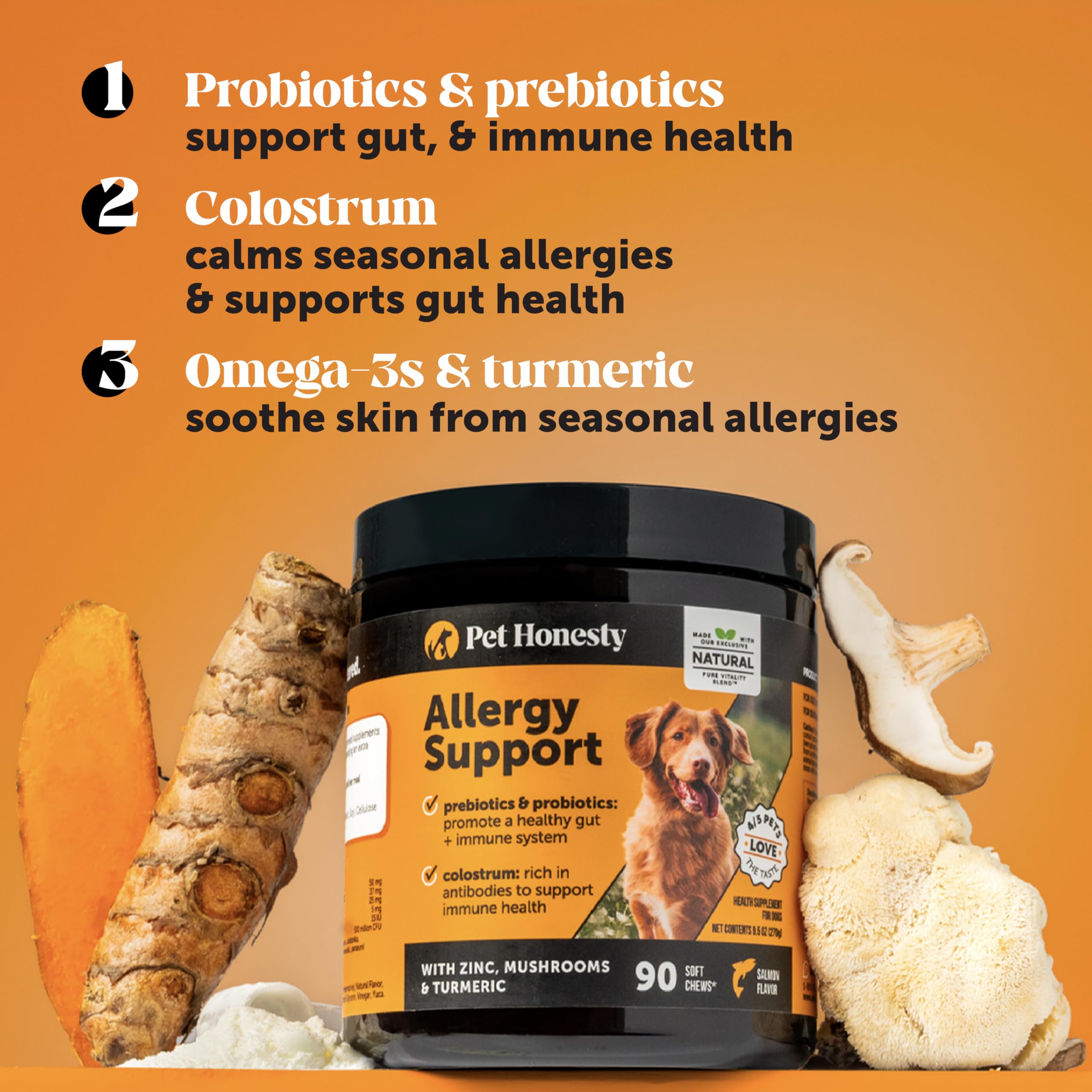 Pet Honesty probiotic and prebiotic ingredients support gut and immune health in dogs