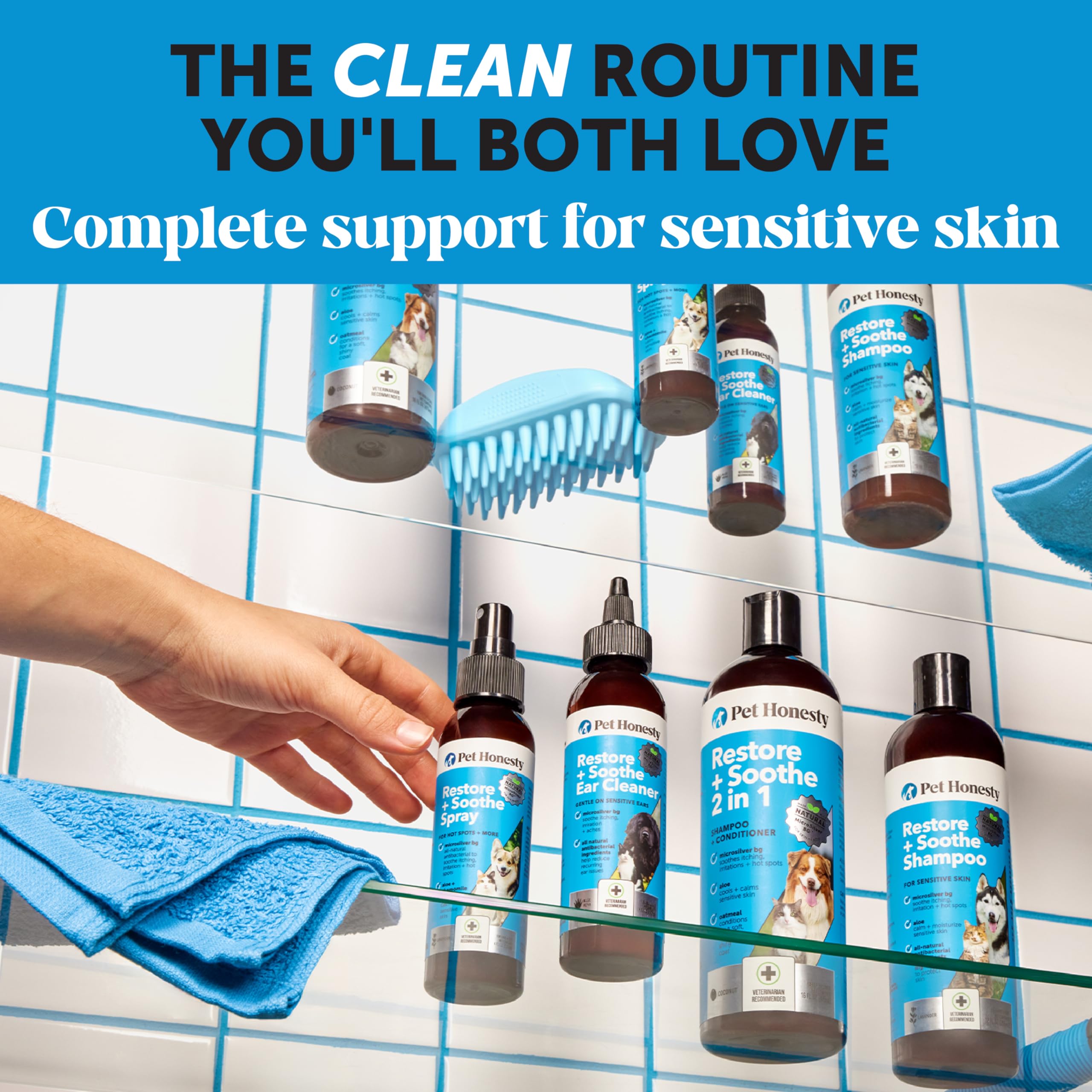 Pet Honesty Restore + Soothe ear cleaner-microsilver-bg highlights antimicrobial ingredient