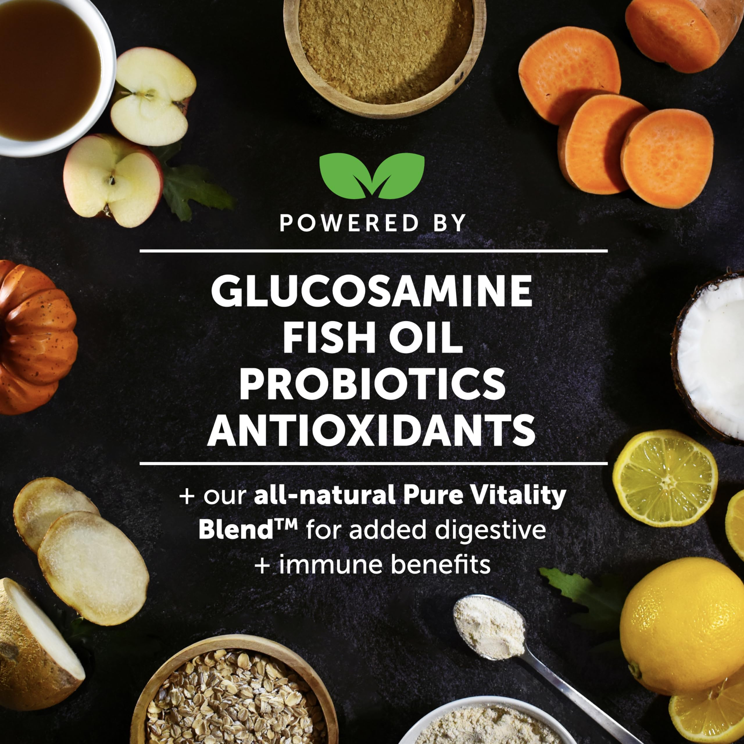 Pet Honesty packaging highlights glucosamine and omega ingredients for joint support.
