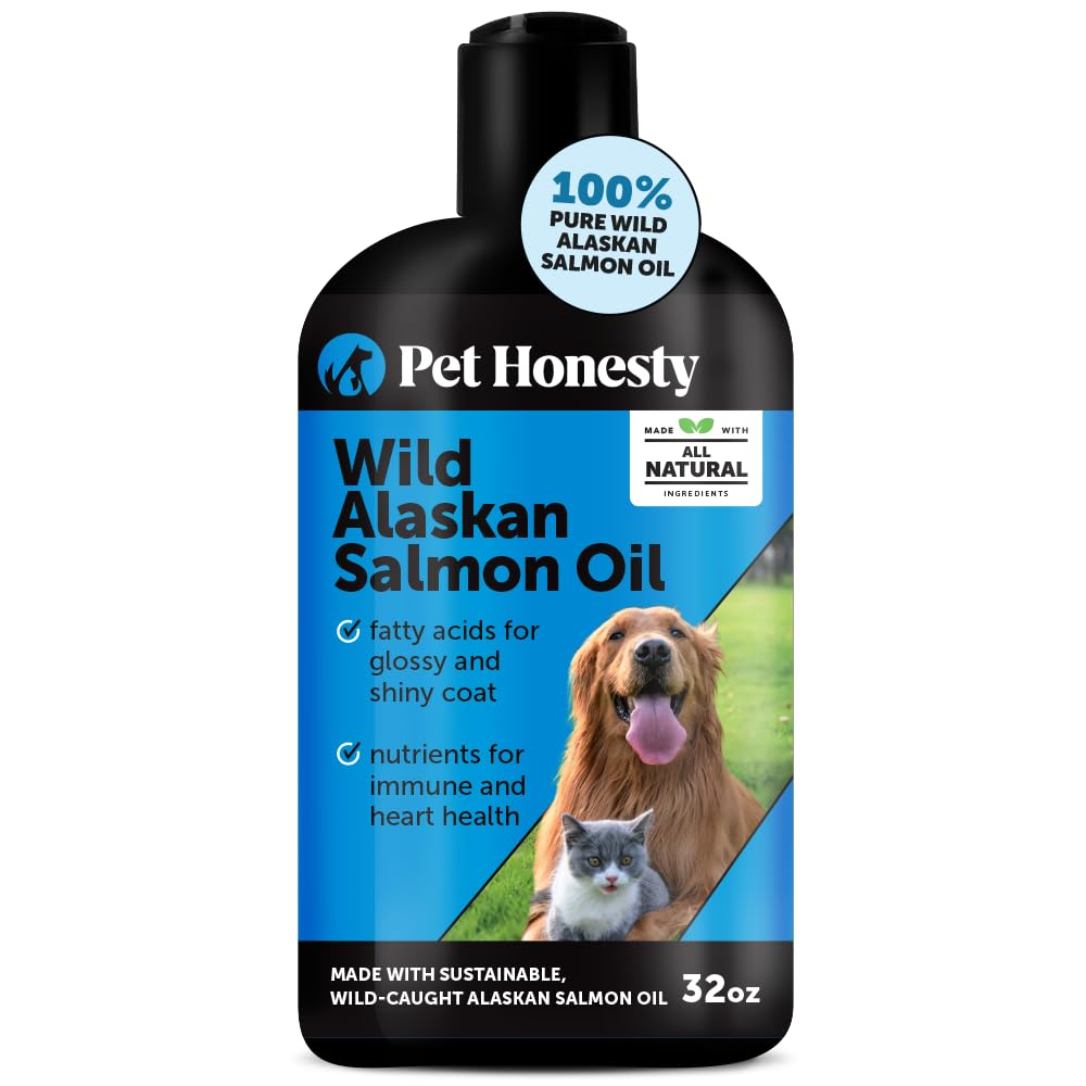 Pet Honesty Wild Alaskan Salmon Oil bottle pour for easy daily supplement