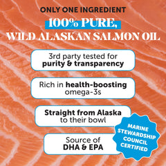 Pet Honesty Wild Alaskan Salmon Oil drizzle on meals for potential joint and heart support.