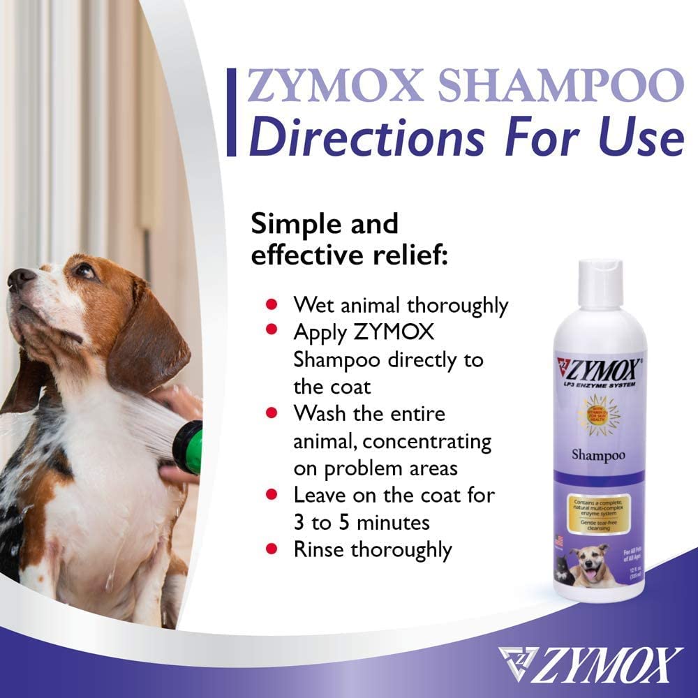 Pet King Brands ZyMOX Shampoo skin-nourishment shot hints at healthier coat shine.