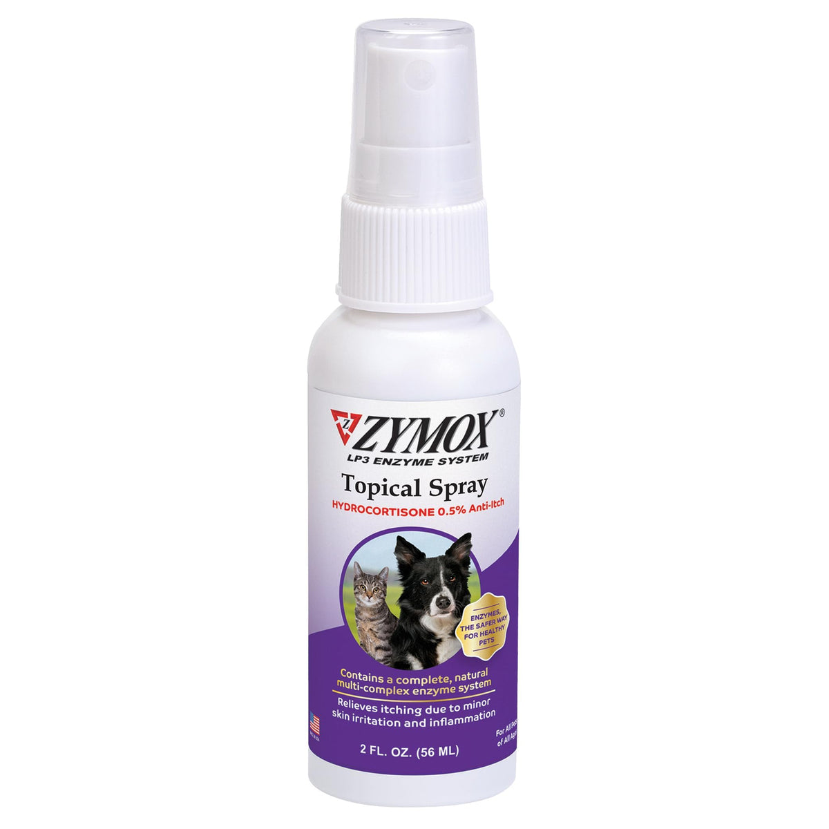 Pet King Brands Zymox hot spot spray bottle close-up for fast, convenient relief.