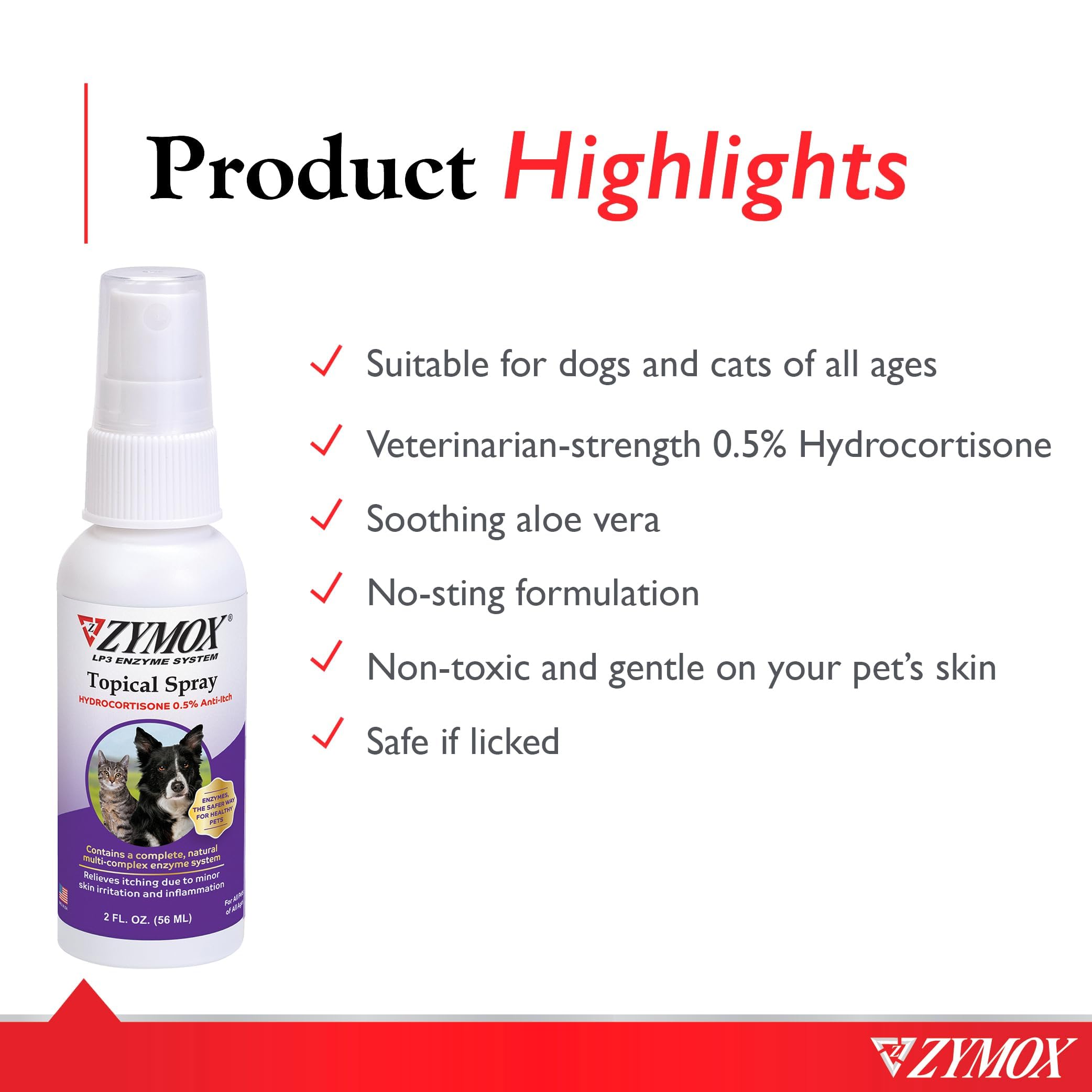 Pet King Brands Zymox hot spot spray intended for cats during application.