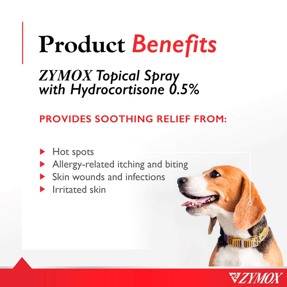 Pet King Brands Zymox hot spot spray intended for dogs during application.