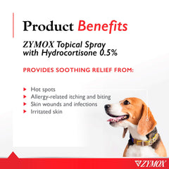 Pet King Brands Zymox hot spot spray intended for dogs during application.