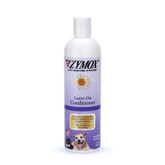 Pet King Brands ZYMOX leave-in conditioner bottle closeup for smooth, hydrated coats.