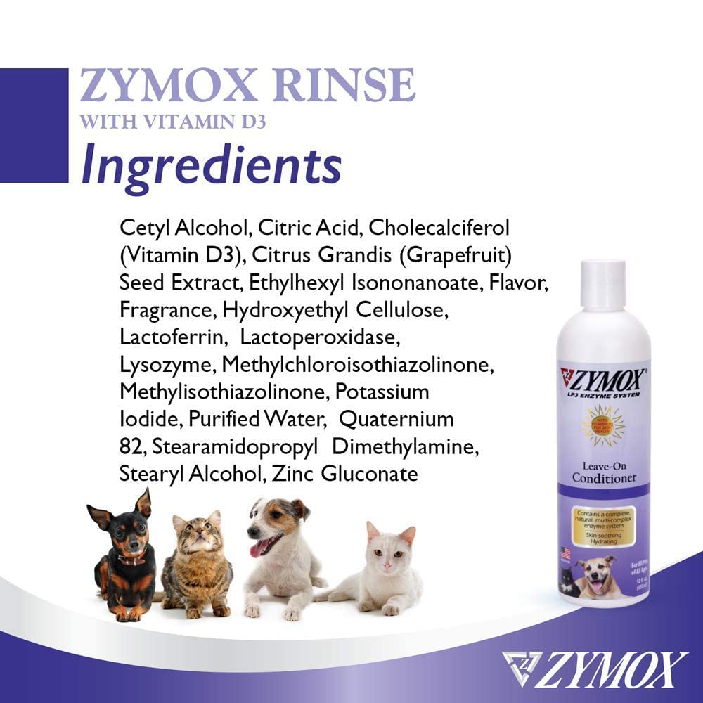 Pet King Brands ZYMOX leave-in conditioner used on a cat's coat to detangle.