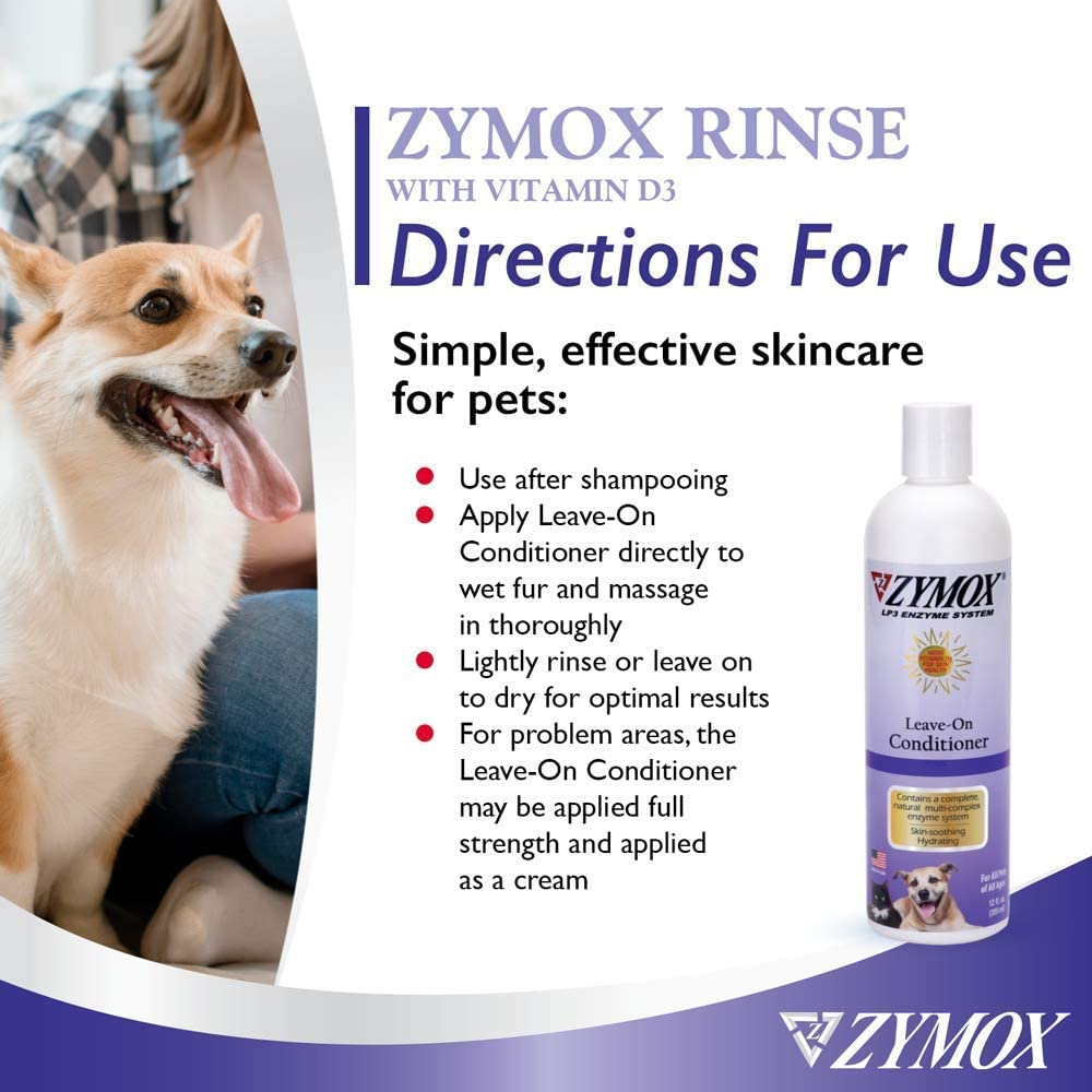 Pet King Brands ZYMOX leave-in conditioner provides silky, non-greasy finish.