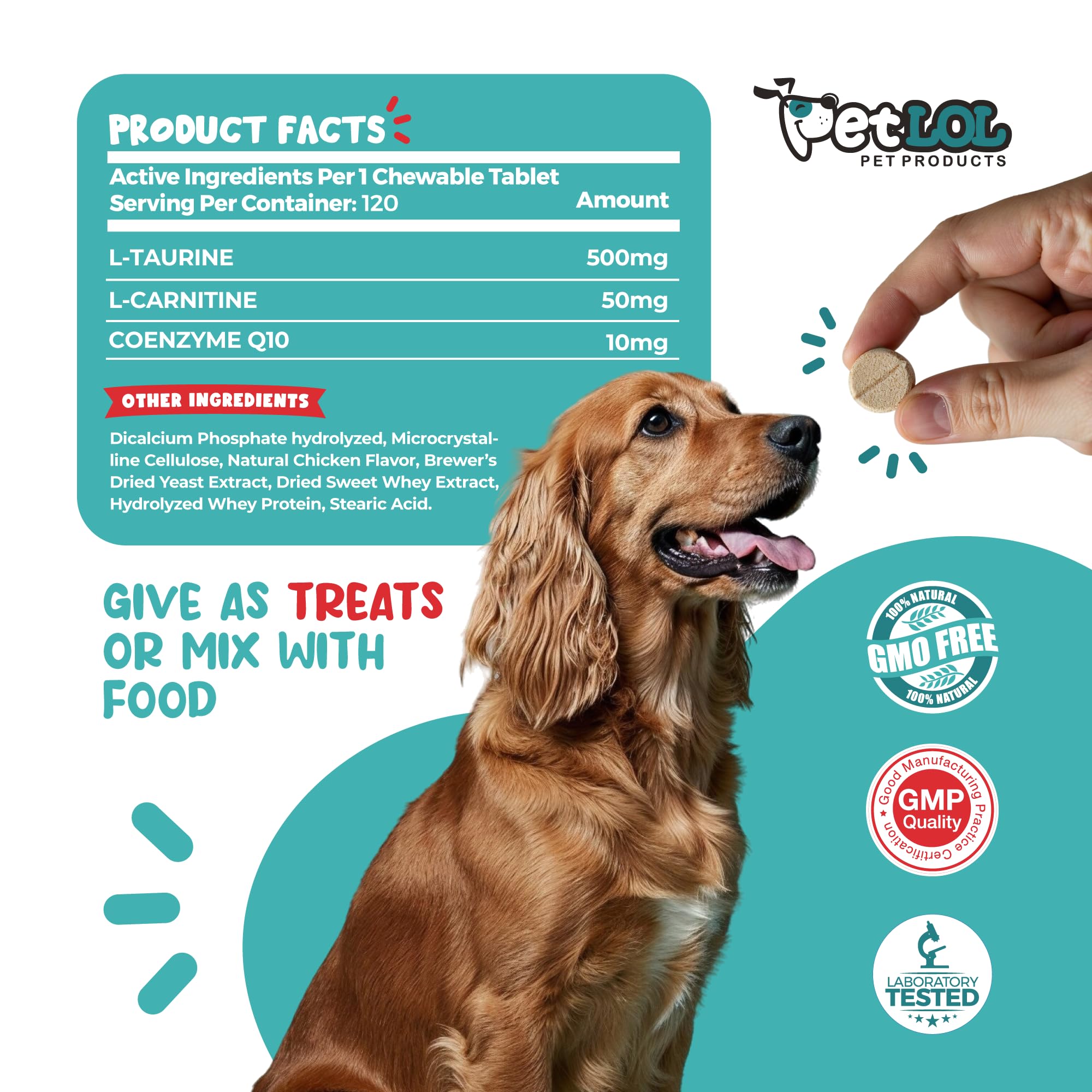PET LOL taurine supplement for active dogs during play and daily routines