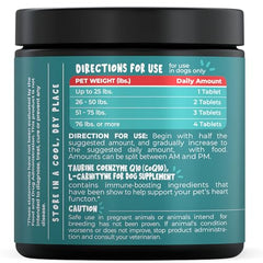 PET LOL taurine-carnitine-coq10 ingredients overview for canine energy and heart function
