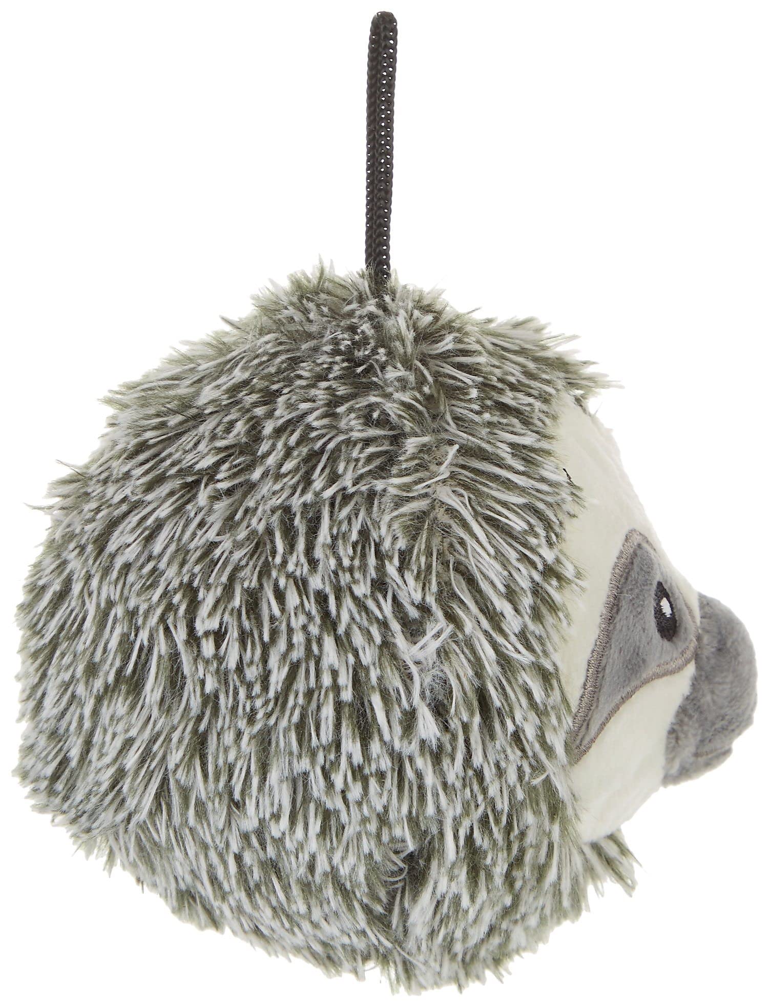 Pet Lou 4 Inch EZ Squeaky Sloth Ball floating close-up shows water play readiness and buoyancy.