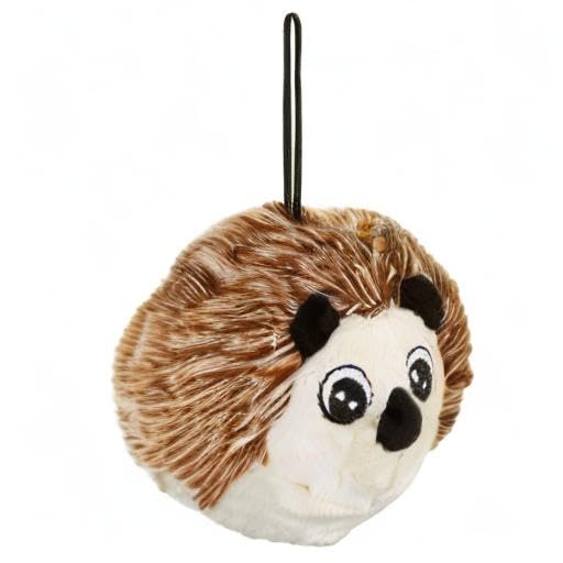 Pet Lou DOG'Z 4 Inch EZ Squeaky Hedgehog Ball closeup showing buoyant water play benefit.