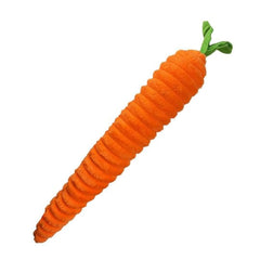 Pet Lou Luxe Carrot plush toy with squeakers and crinkle leaves for engaging play.