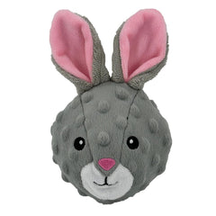 Pet Lou Rabbit EZ Squeaky Ball bunny-head texture detail, durable mesh and play-worthy surface.