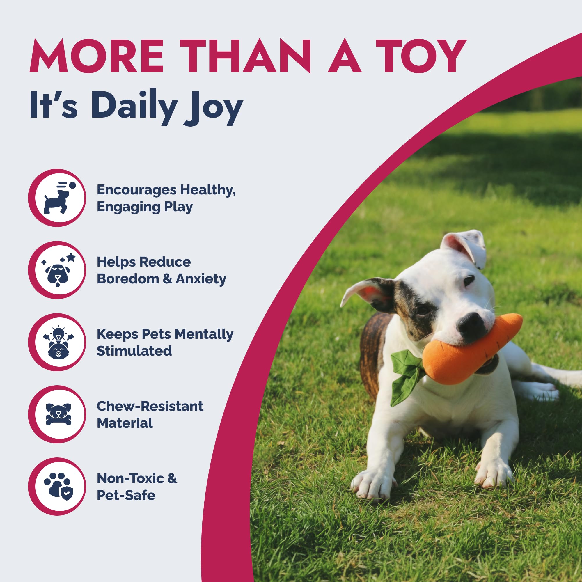 Pet Lou soft calming dog toy travel view promoting comfort during crate time.