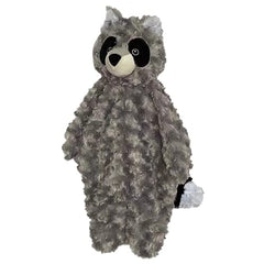 Pet Lou stuffingless floppy plush raccoon grey for interactive indoor play with crinkle and squeak
