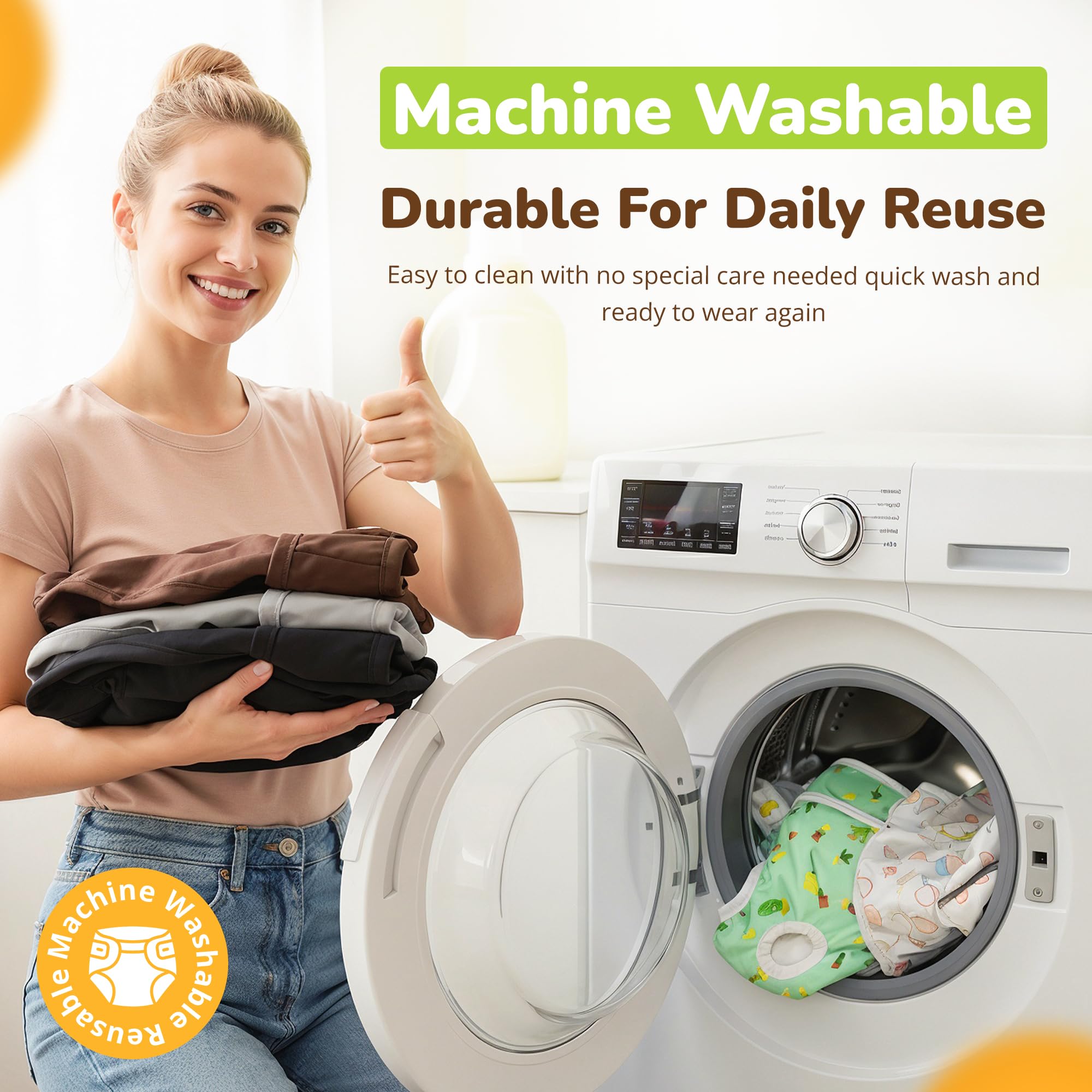 PET MAGASIN washable diaper material closeup highlighting breathable fabric and snug fit
