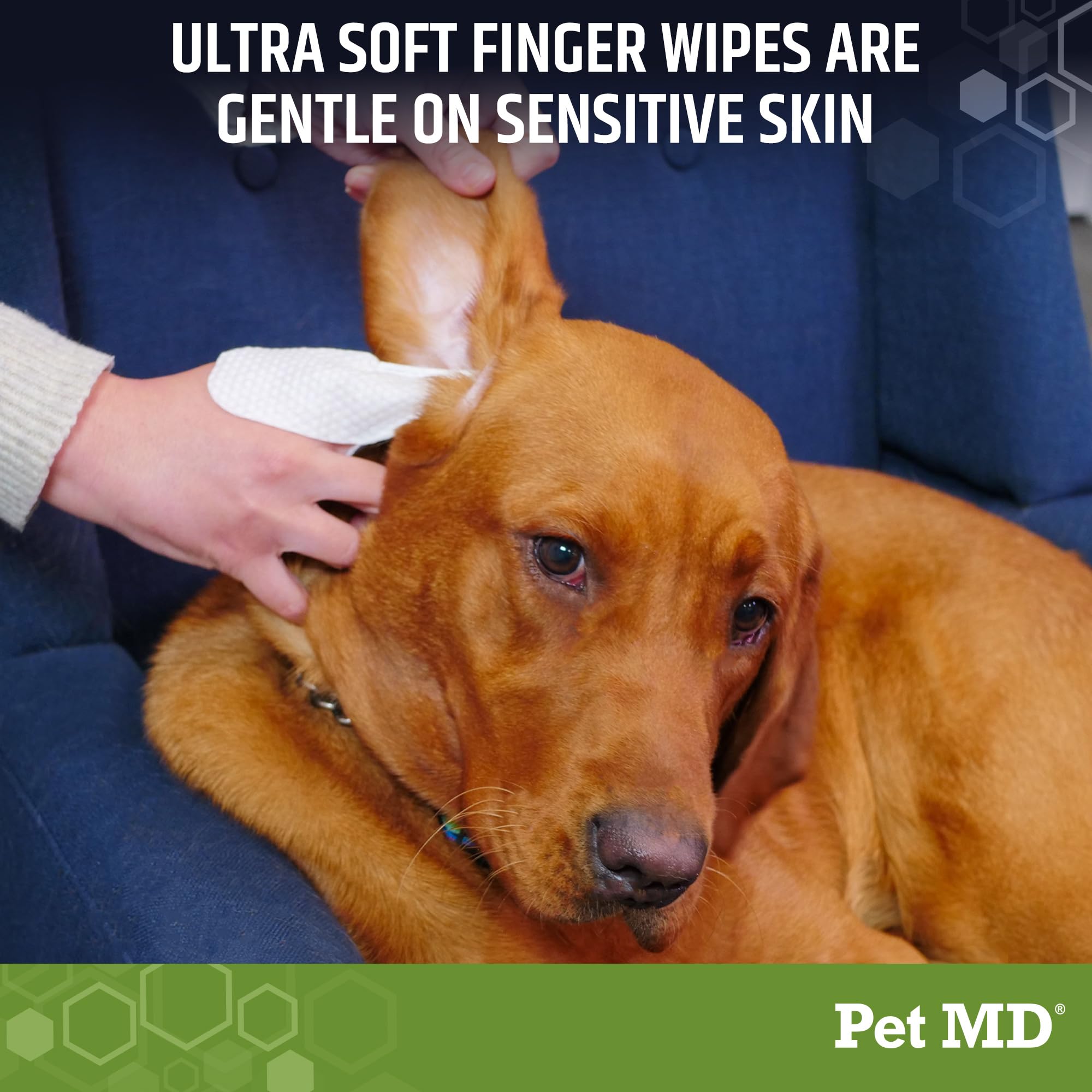 Pet MD aloe vera dog ear wipes soothe sensitive ears safely.