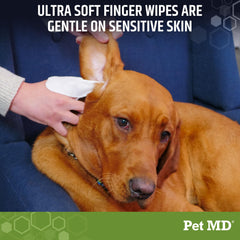 Pet MD aloe vera dog ear wipes soothe sensitive ears safely.