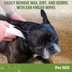Pet MD bigger dog ear wipes enable easier daily ear cleaning.