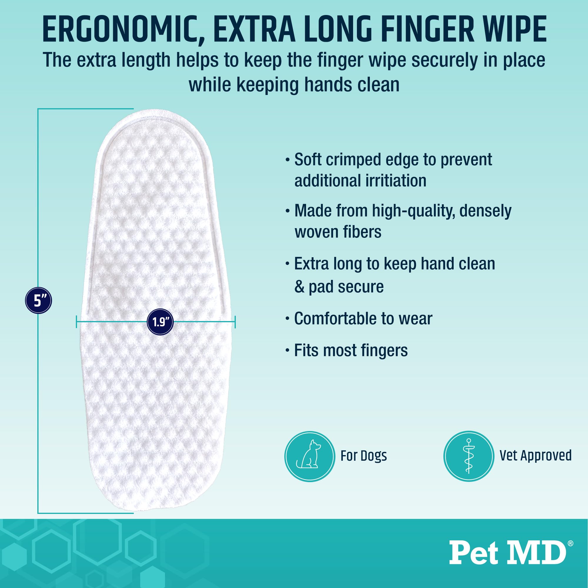Pet MD dental finger wipes 50-count box for daily use.