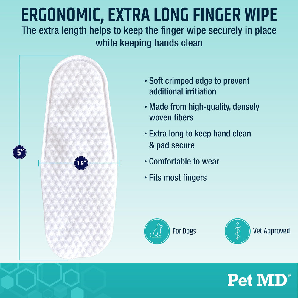Pet MD dental finger wipes 50-count box for daily use.