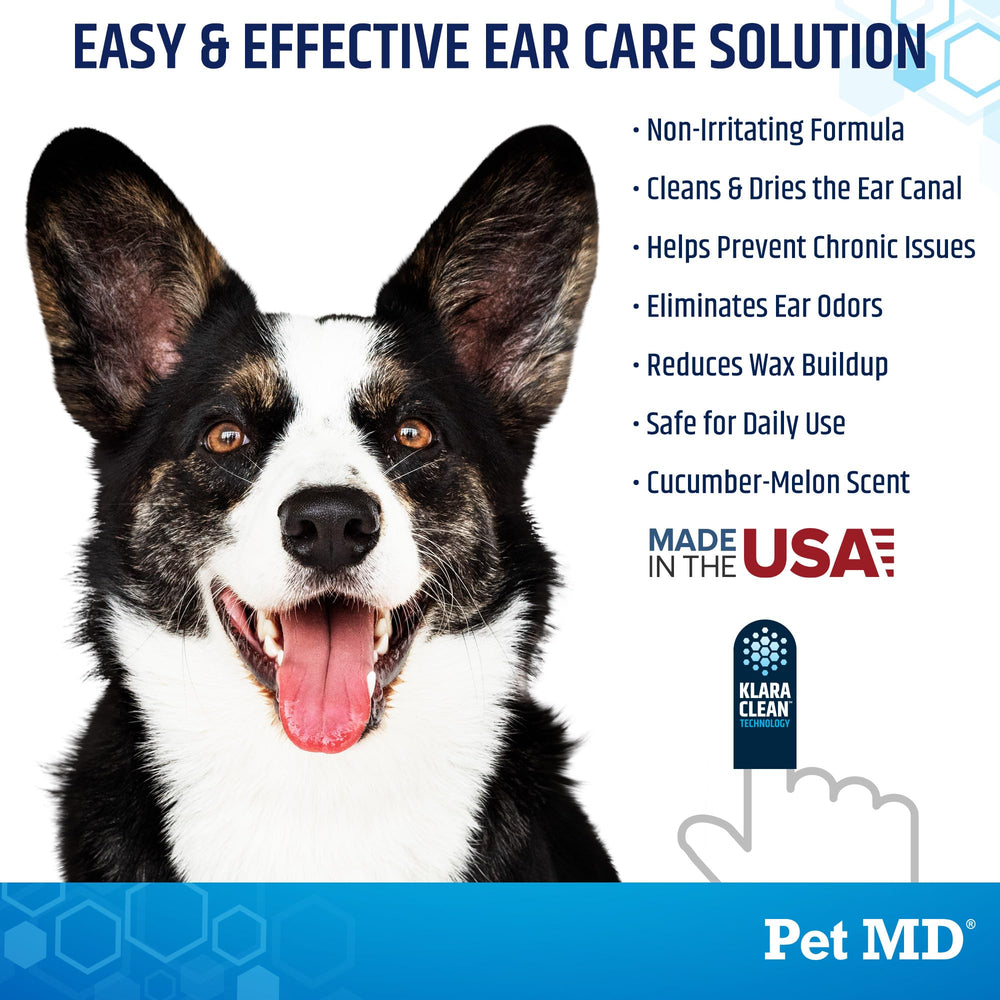 Pet MD Advanced Ear Finger Wipes provide fingertip precision during dog ear cleaning.