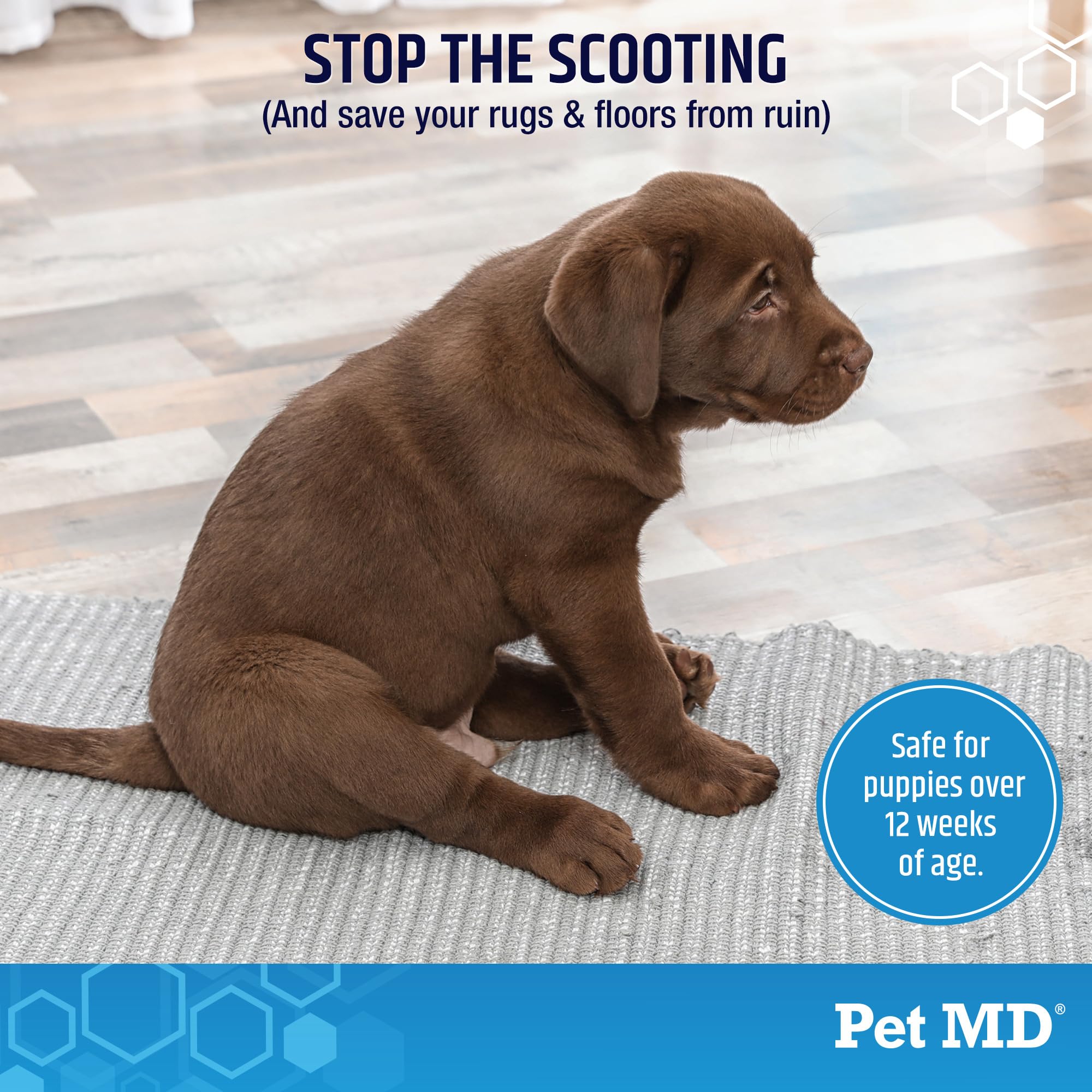 Pet MD EZ-Gland soft chews closeup showing tasty texture for daily use.