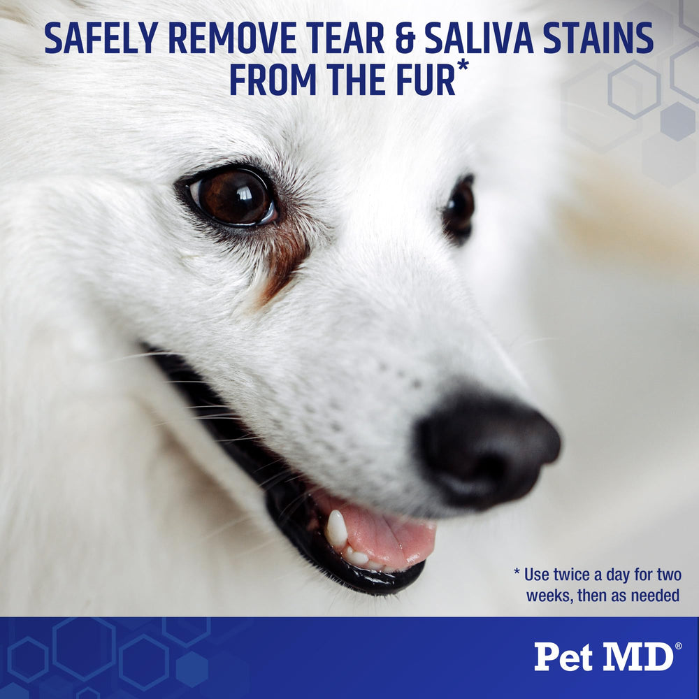 Pet MD Finger Wipes Aloe and hyaluronic acid ingredients highlight soothing hydration.