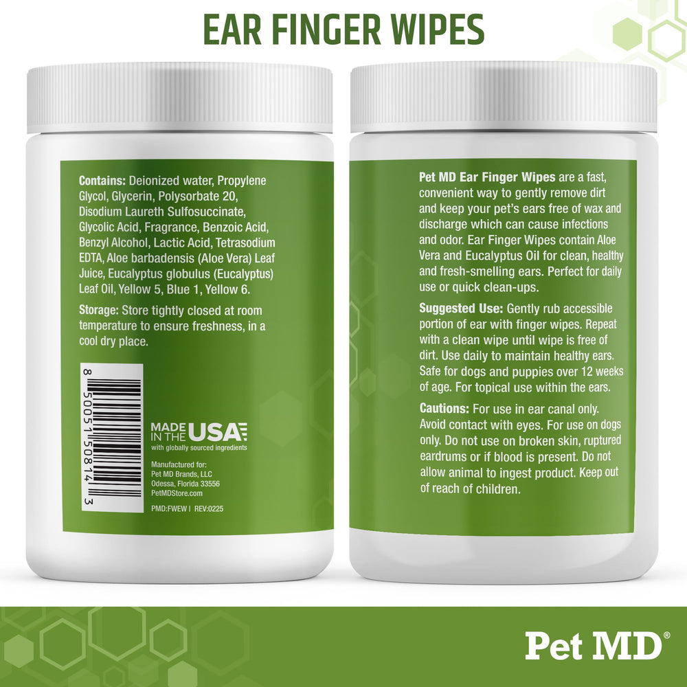 Pet MD made in USA ear wipes reflect quality and safety.