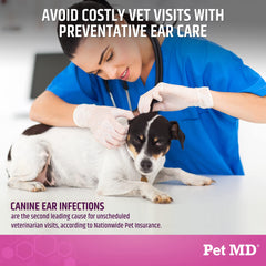 Pet MD Otic-Clean vanilla scented drops offer a pleasant aroma during ear cleaning