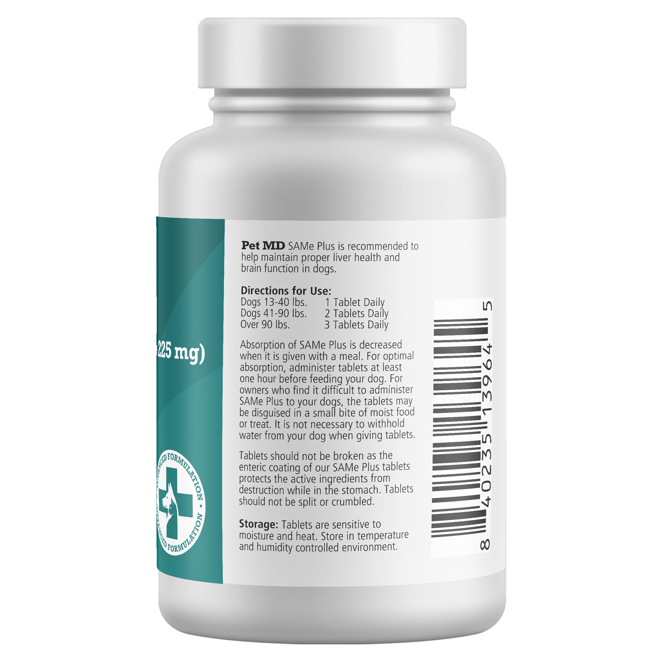 Pet MD Same Plus promotes brain health for dogs during regular use.
