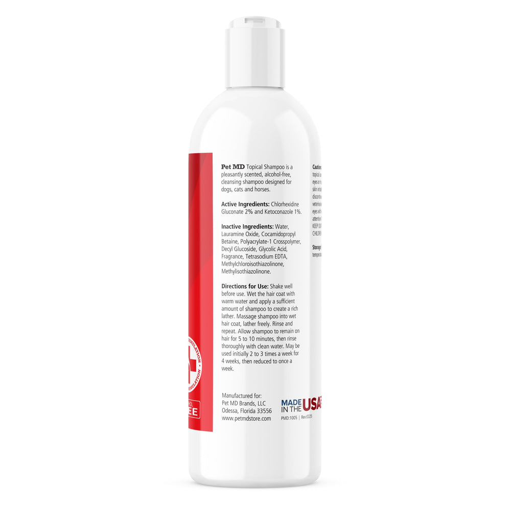 Pet MD Topical Shampoo scent-closeup highlights a pleasant, subtle fragrance after washing.